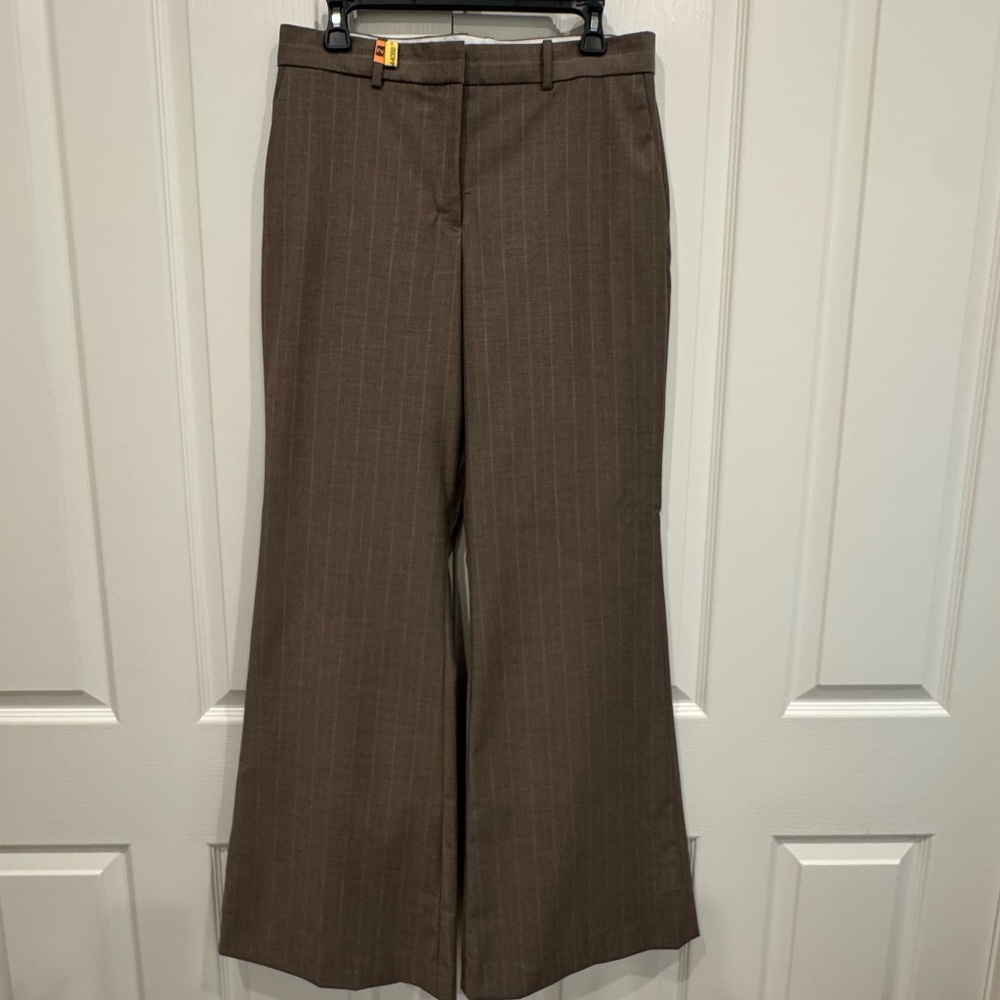 Mango Pinstripe Flare Leg Pants